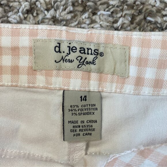 ⭐ 3/$15 Vintage Y2K D Jeans Size 14 Pink White Plaid Shorts - Picture 5 of 8